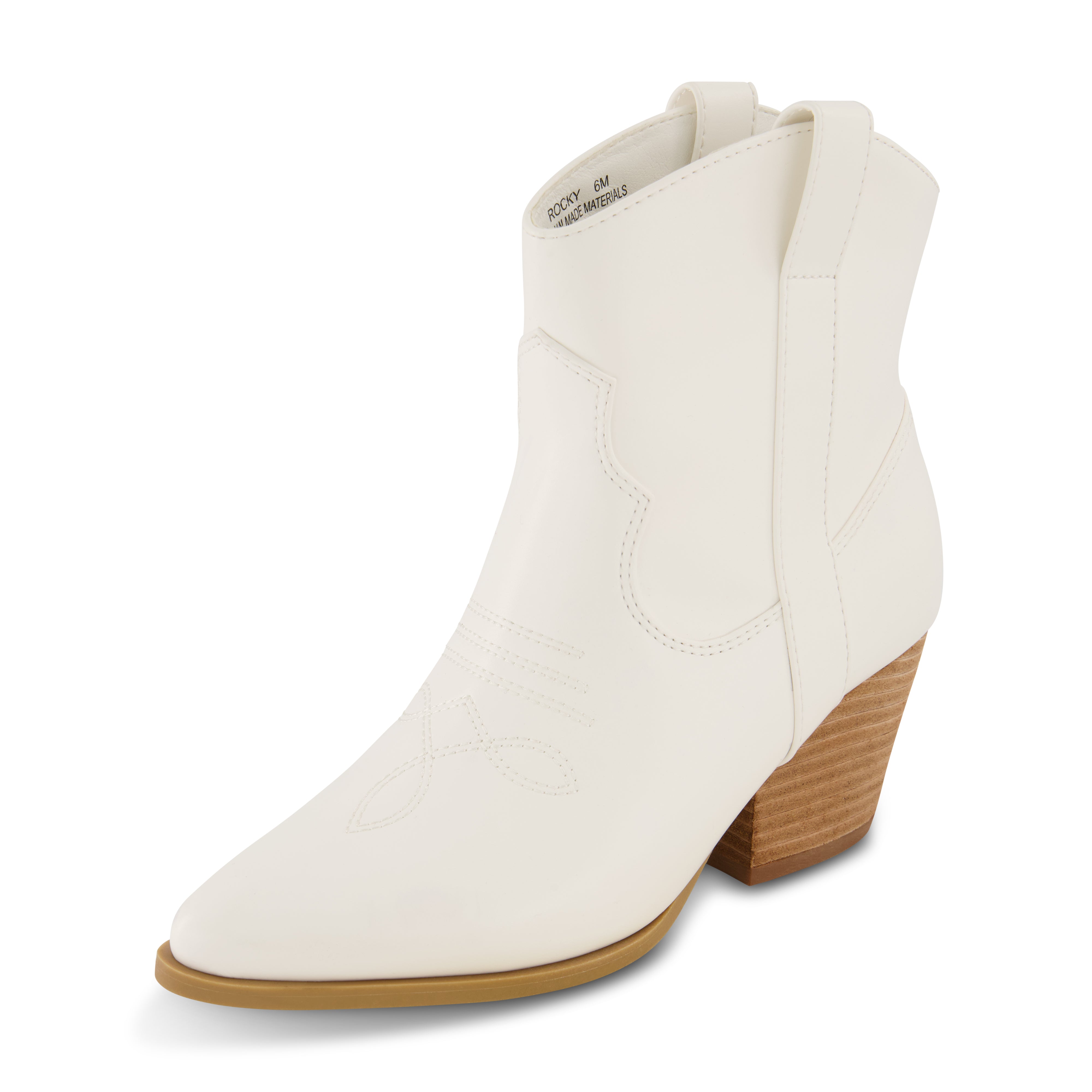 Rocky Western Stacked Heel Boot White
