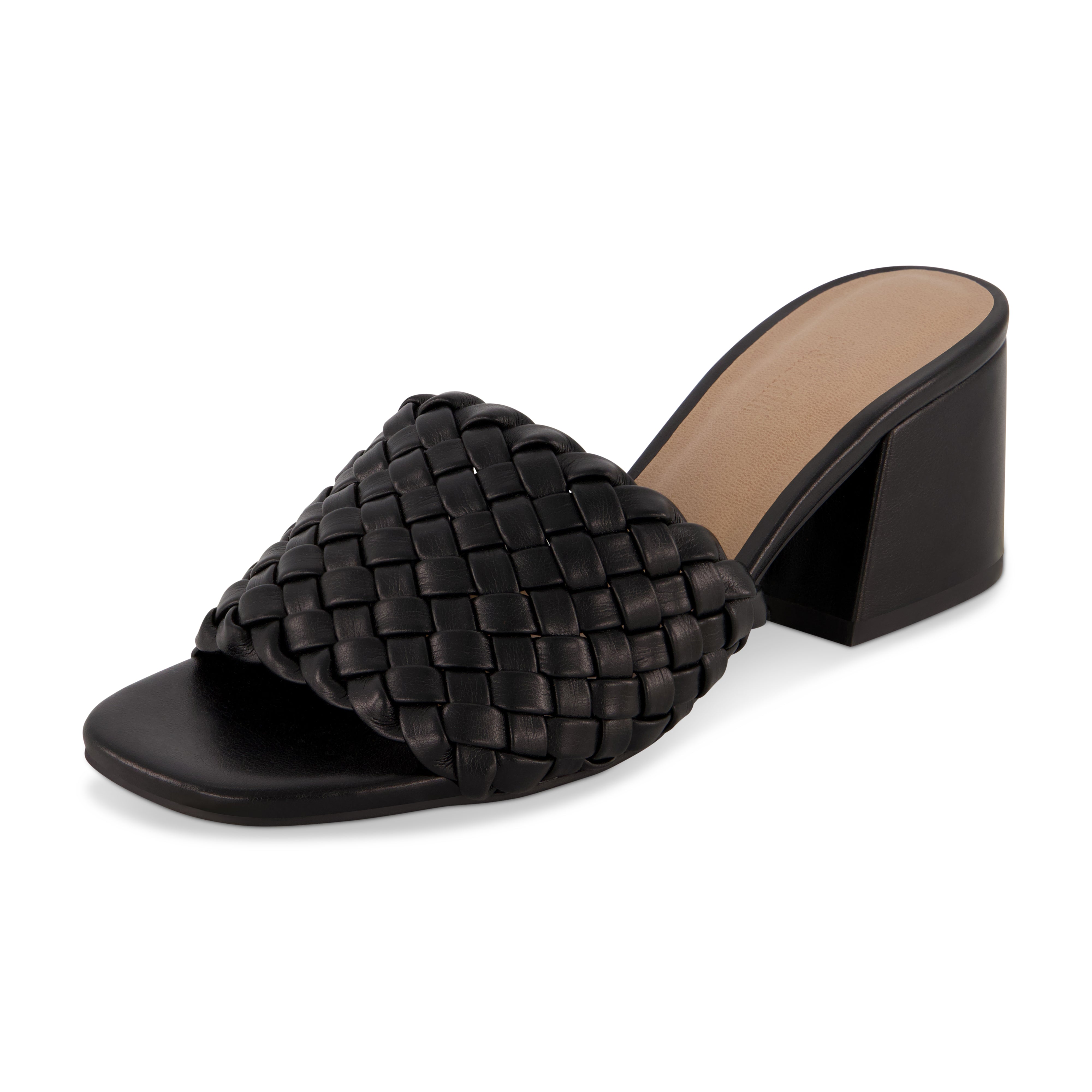 Tasha Woven Block Heel Sandal Black
