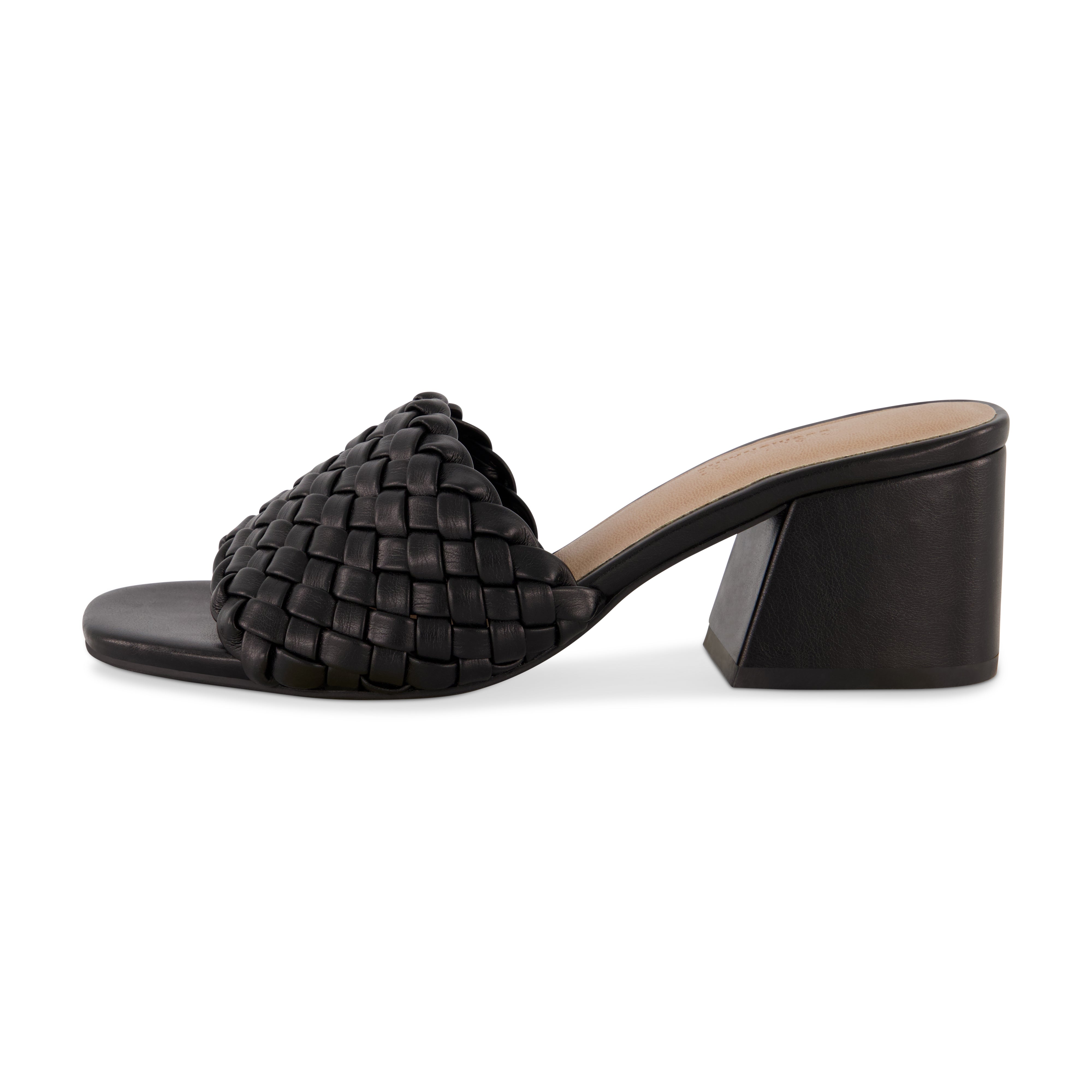 Tasha Woven Block Heel Sandal Black