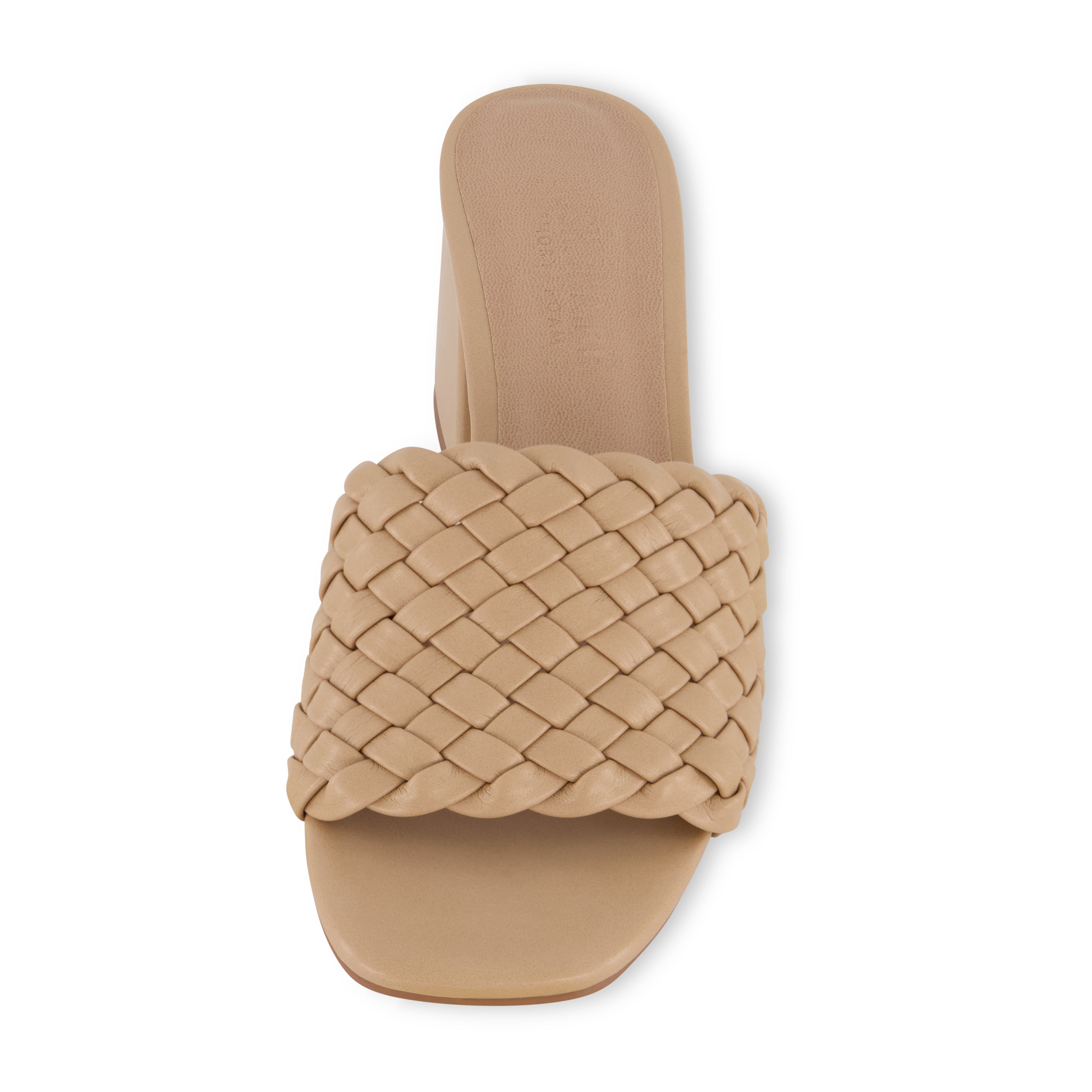 Tasha Woven Block Heel Sandal Beige