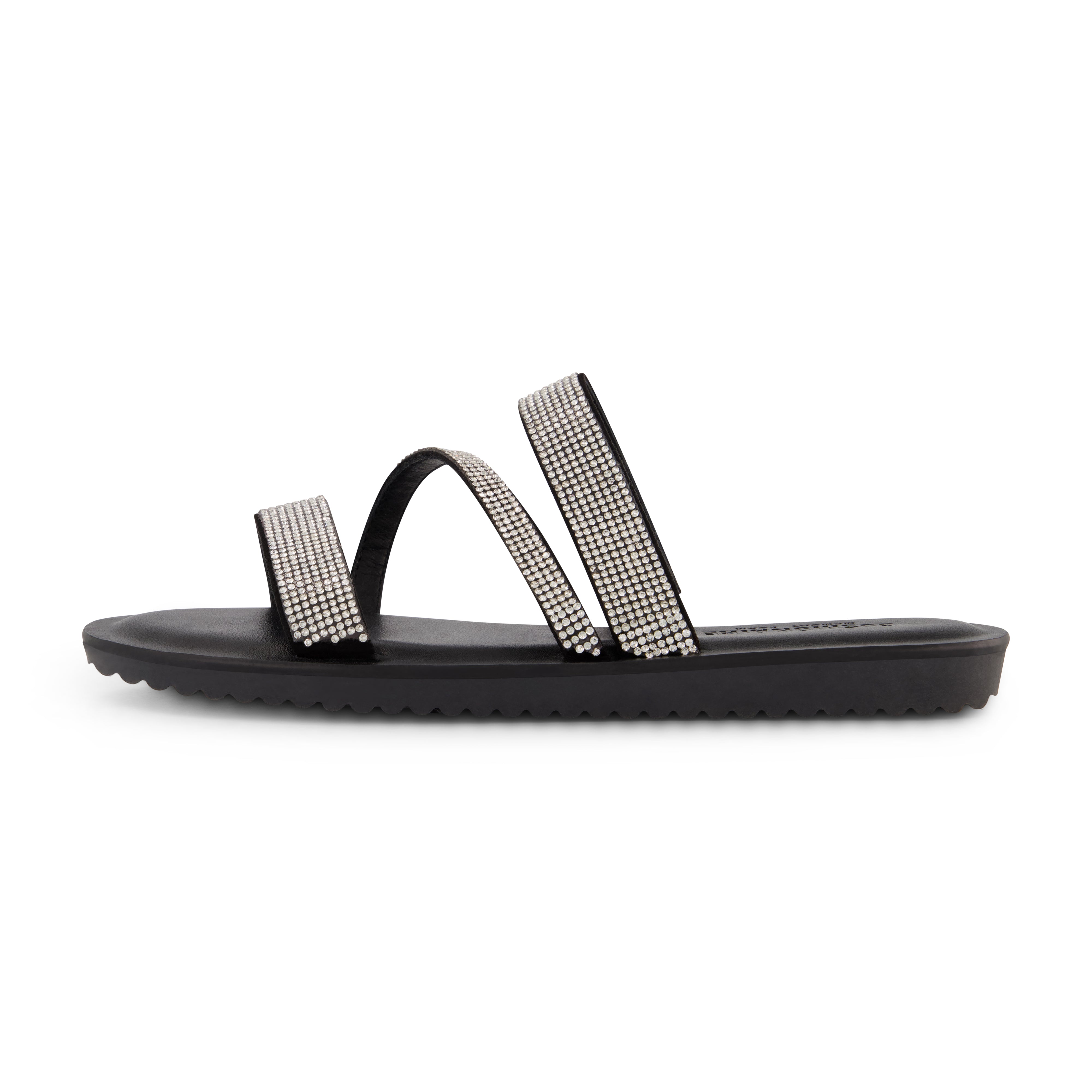 Vienna Rhinestone Slide Sandal Black