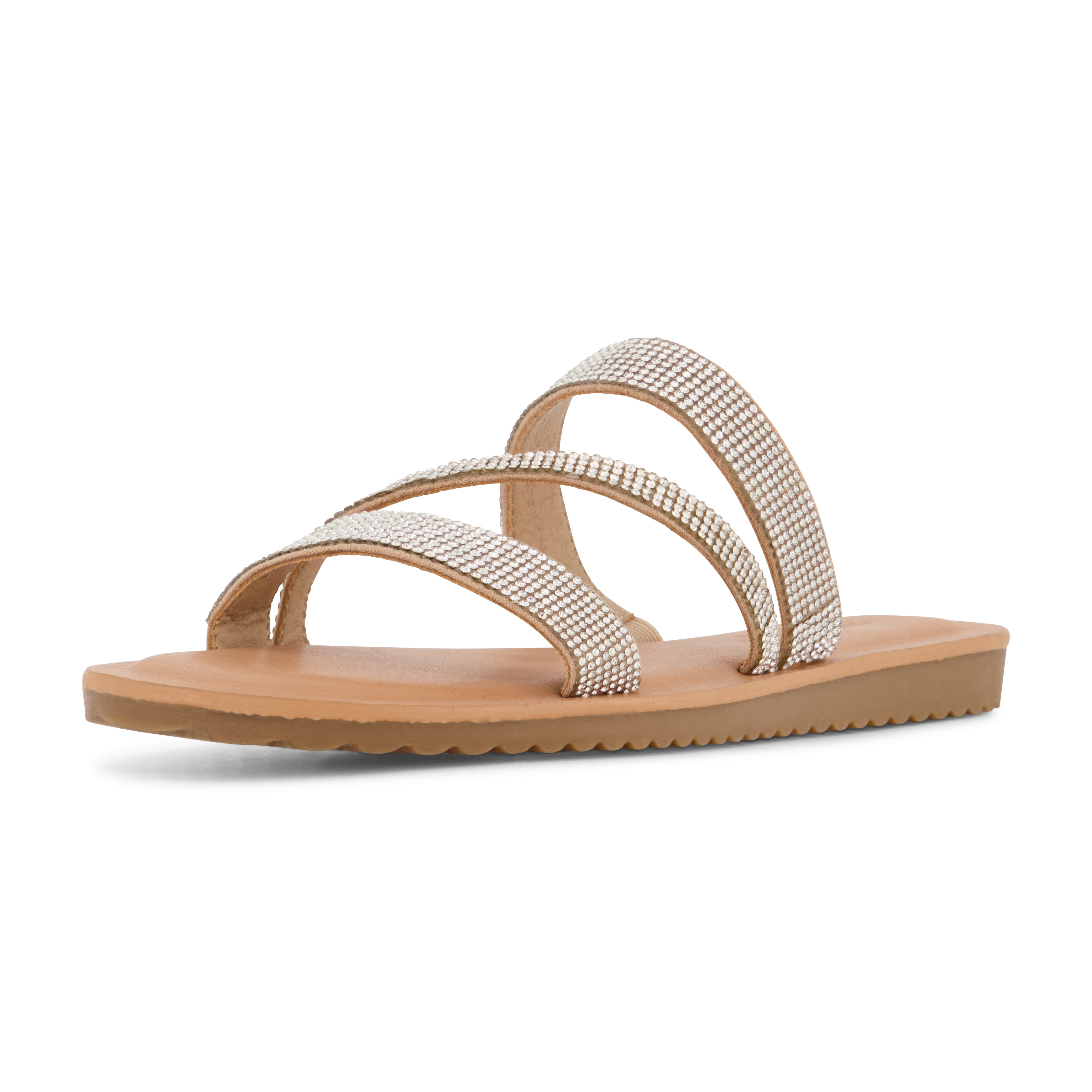 Vienna Rhinestone Slide Sandal Natural