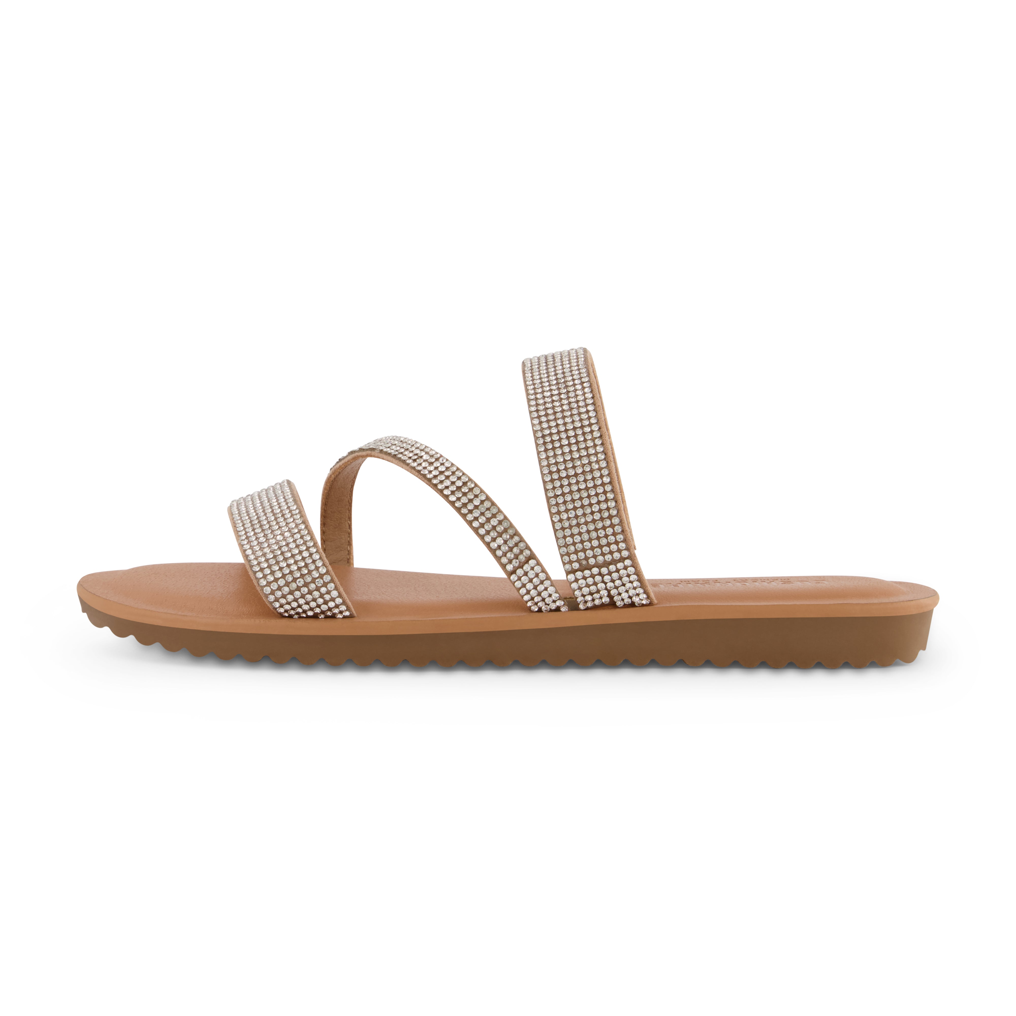 Vienna Rhinestone Slide Sandal Natural