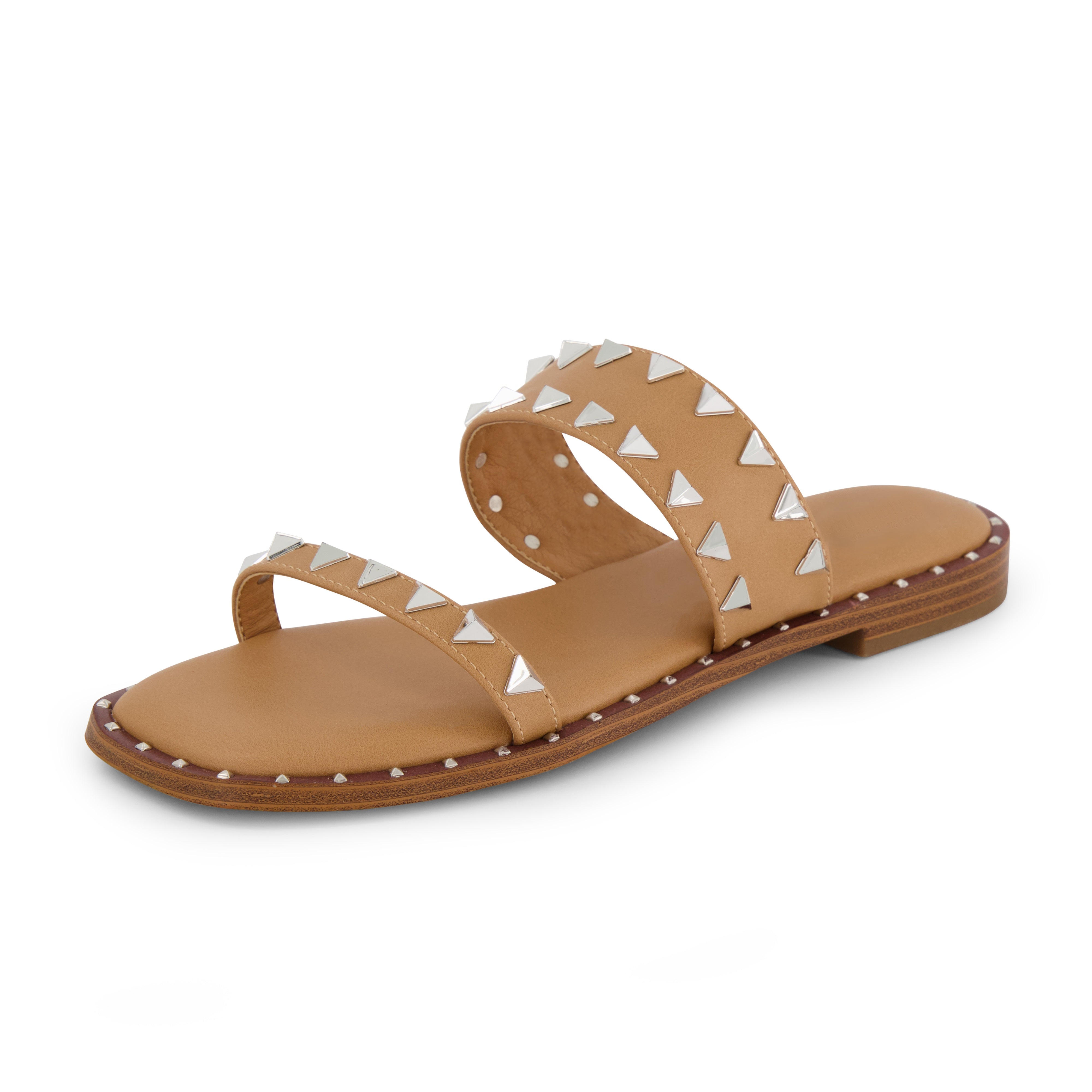 Visby Studded Two Band Sandal Tan