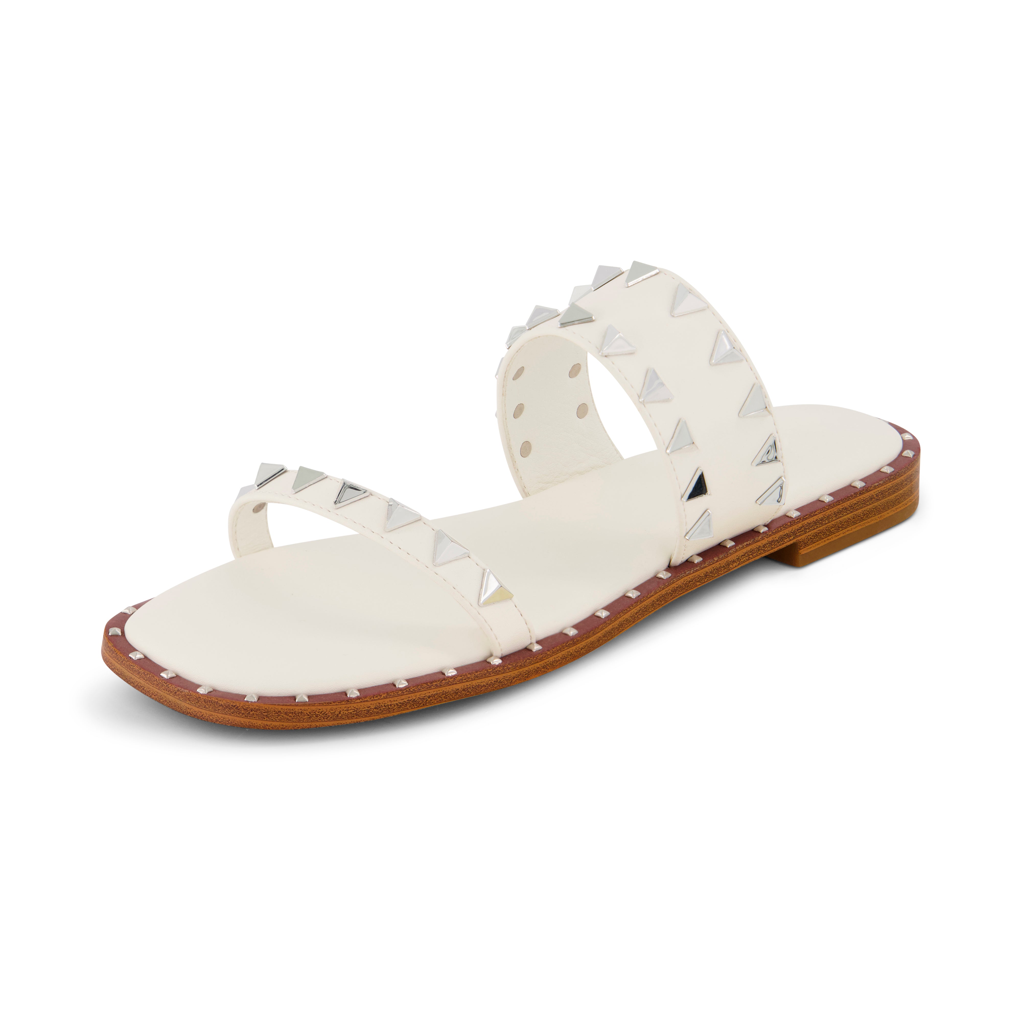 Visby Studded Two Band Sandal White