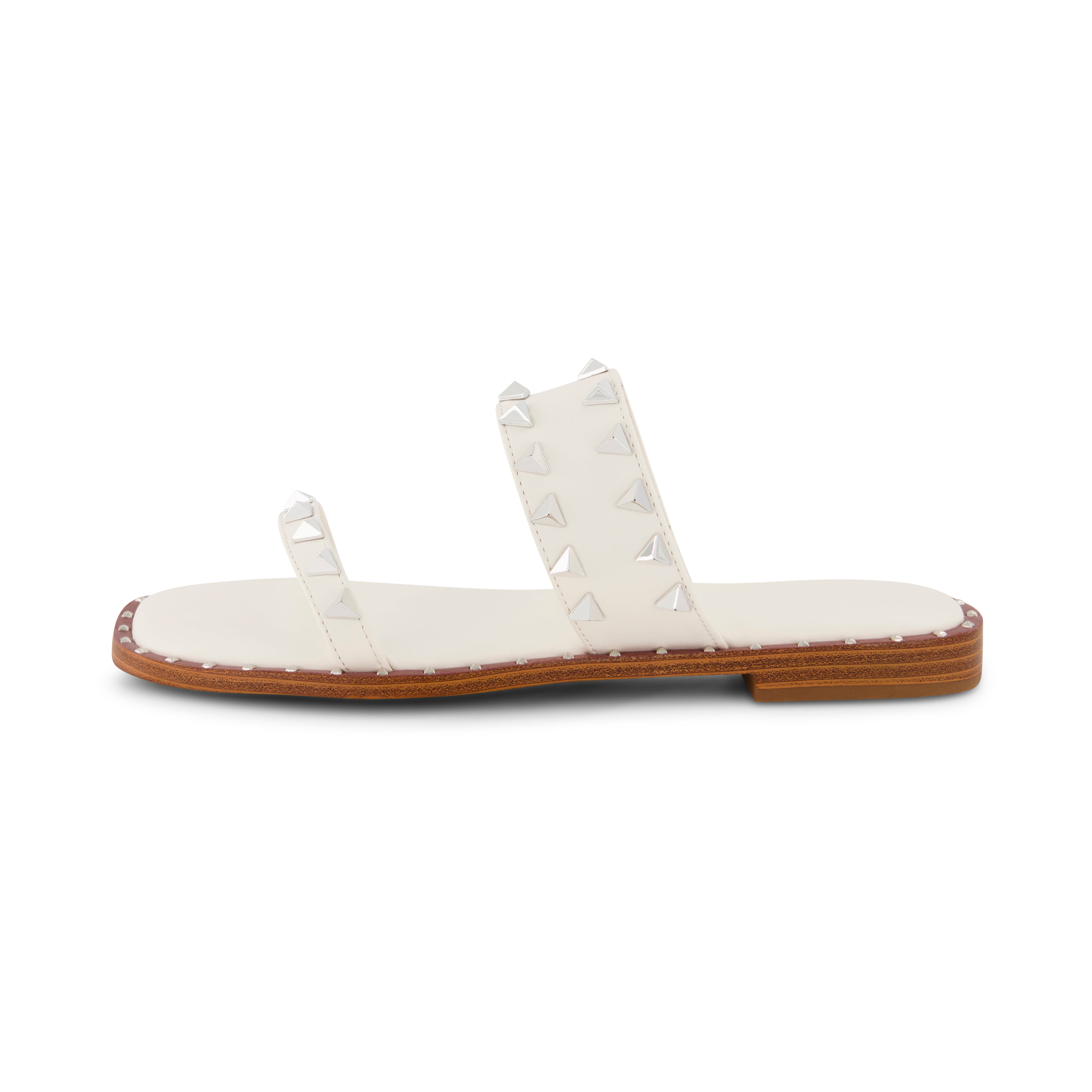 Visby Studded Two Band Sandal White